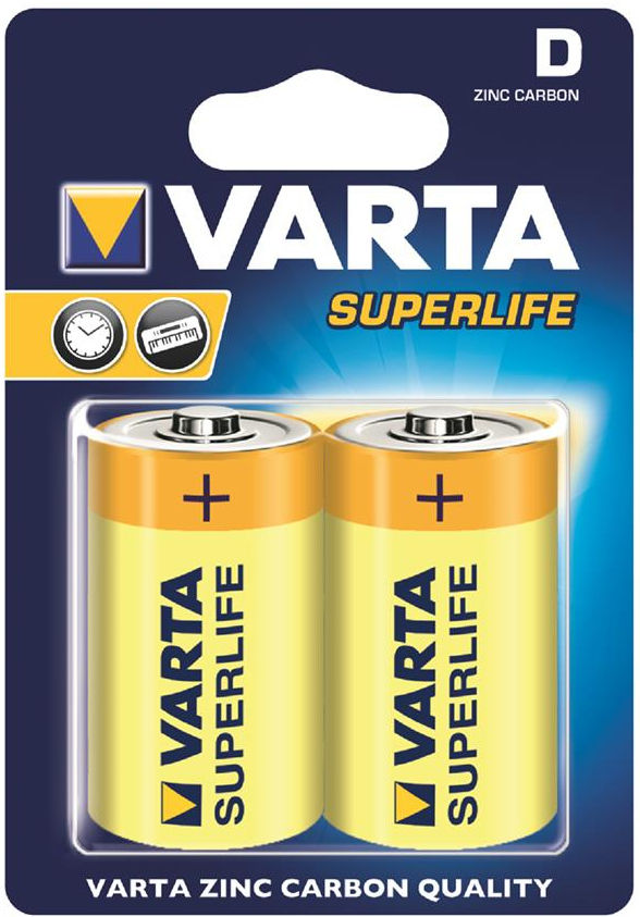 2 x VARTA Superlife Size D R20 2020 German Batteries 1.5V 4008496556342
